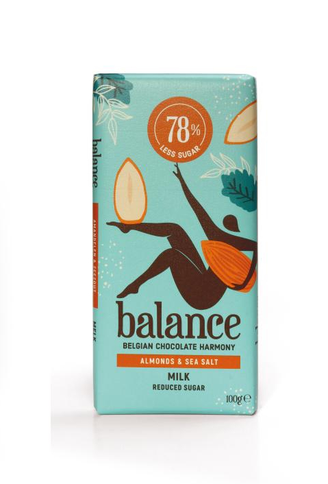 Шоколад молочный с миндалем и солью без сахара Balance 100 гр