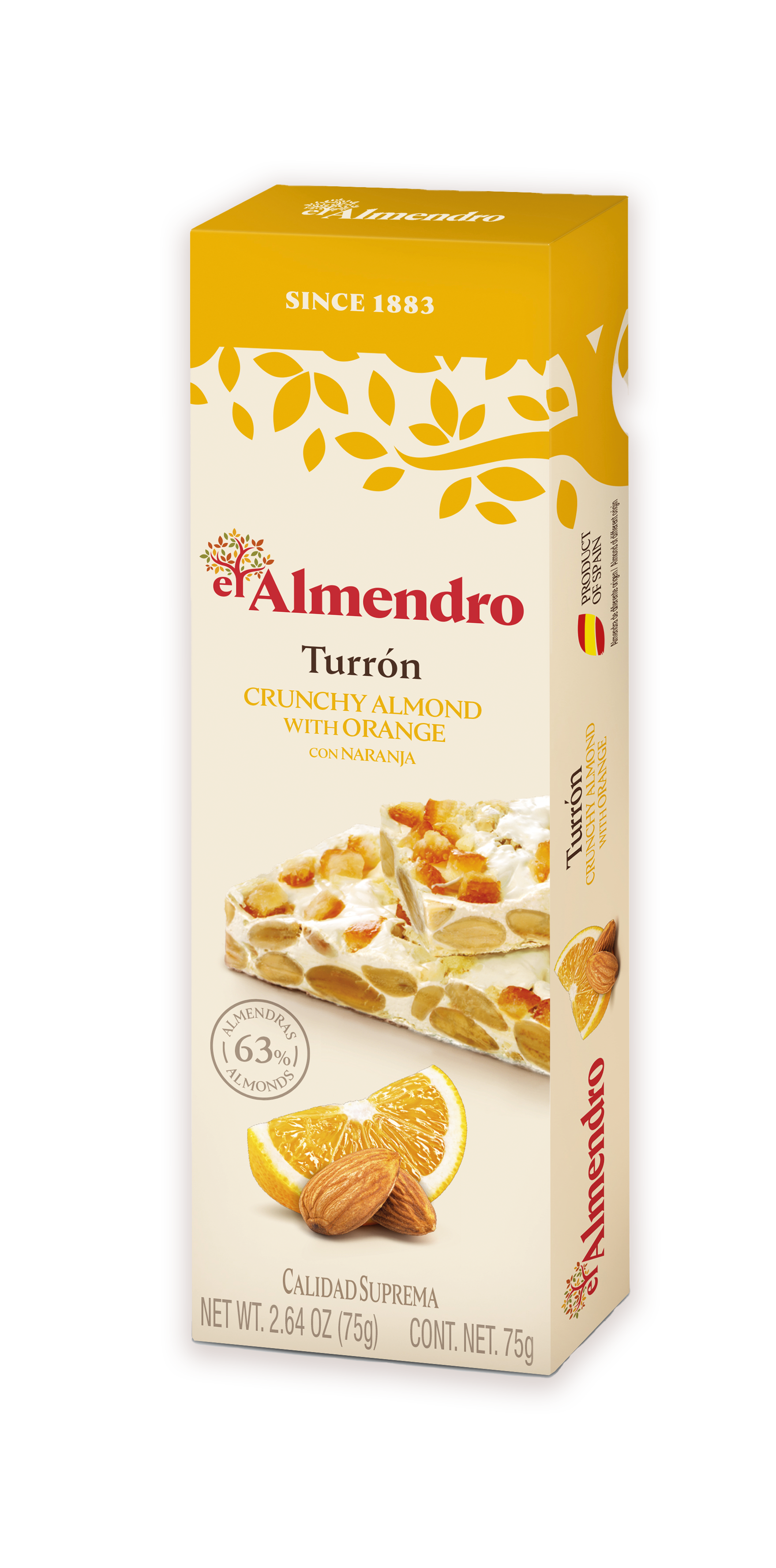 Хрустящий миндальный туррон El Almendro с апельсином 75г