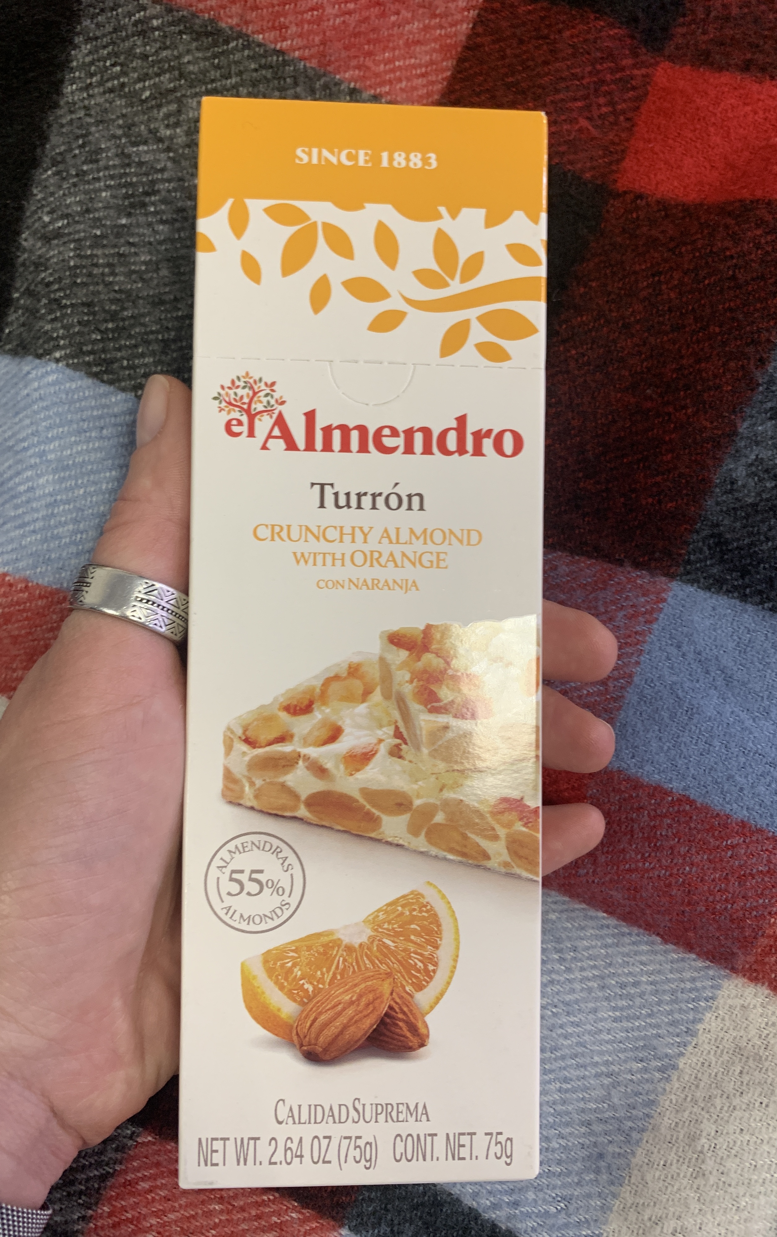 Хрустящий миндальный туррон El Almendro с апельсином 75г