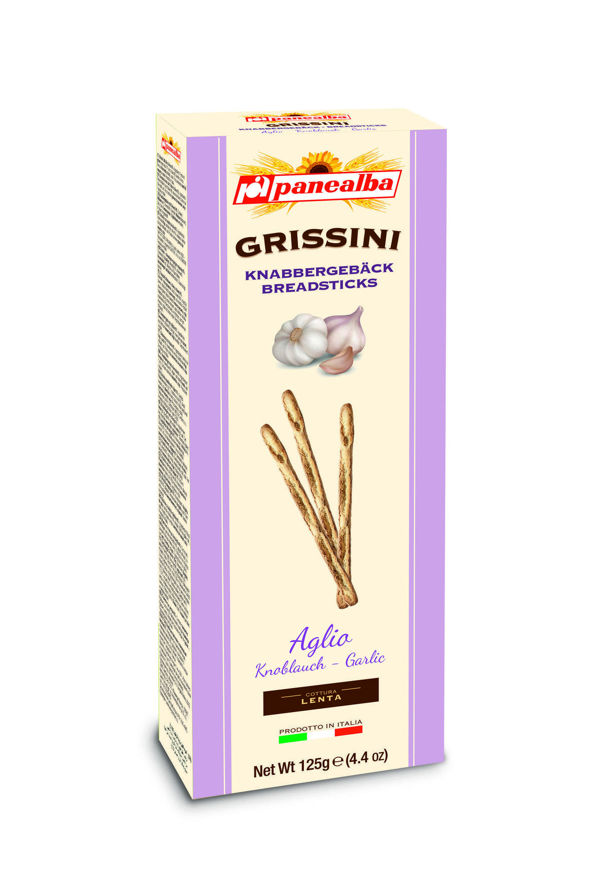 PANEALBA GRISSINI ХЛЕБНЫЕ ПАЛОЧКИ ЧЕСНОК 125Г