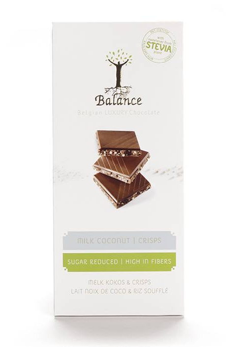Шоколад молочный с кокосом и рисовыми хлопьями без сахара Balance 85 гр.