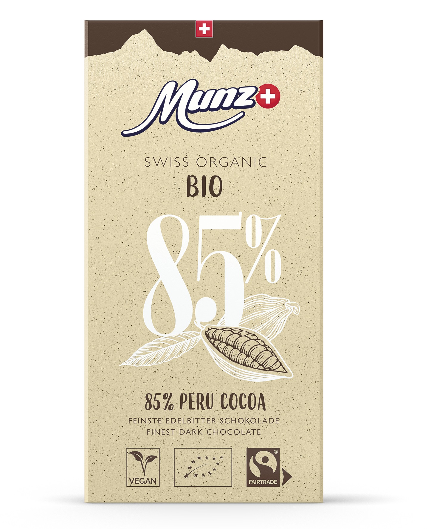 Горький шоколад MUNZ Organic 85% какао 100г.