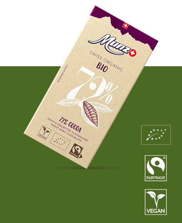 Горький шоколад MUNZ Organic 72% какао 100г.
