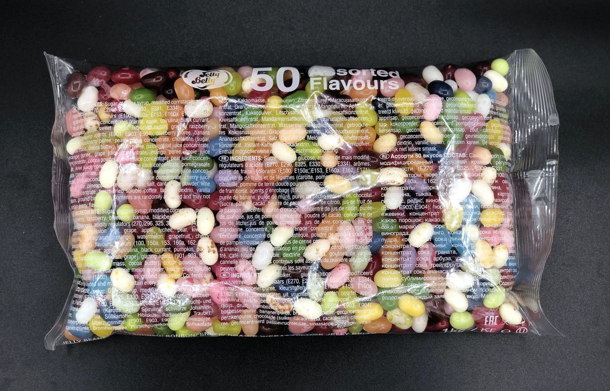 Драже жевательное "Jelly Belly" ассорти 50 вкусов 1 кг⁣⁣⠀