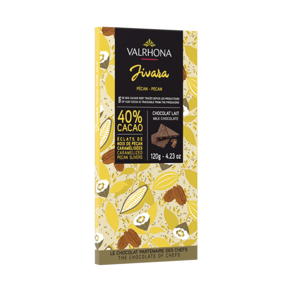 Шоколад Valrhona Гран крю "Живара с орехом пекан" 40% плитка 120 гр.
