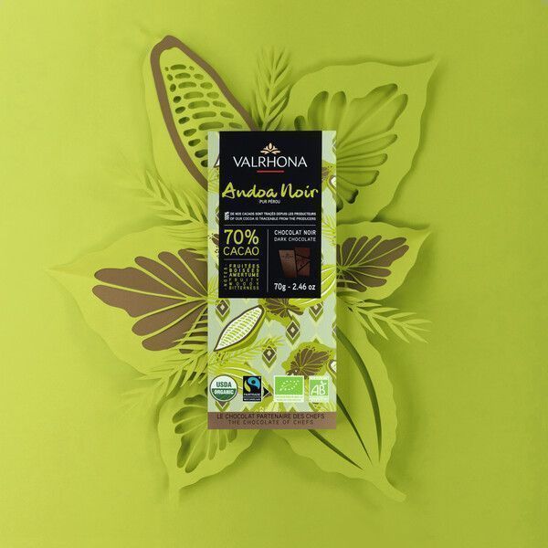 Шоколад Valrhona Андоа органик кувертюр 70% 70г
