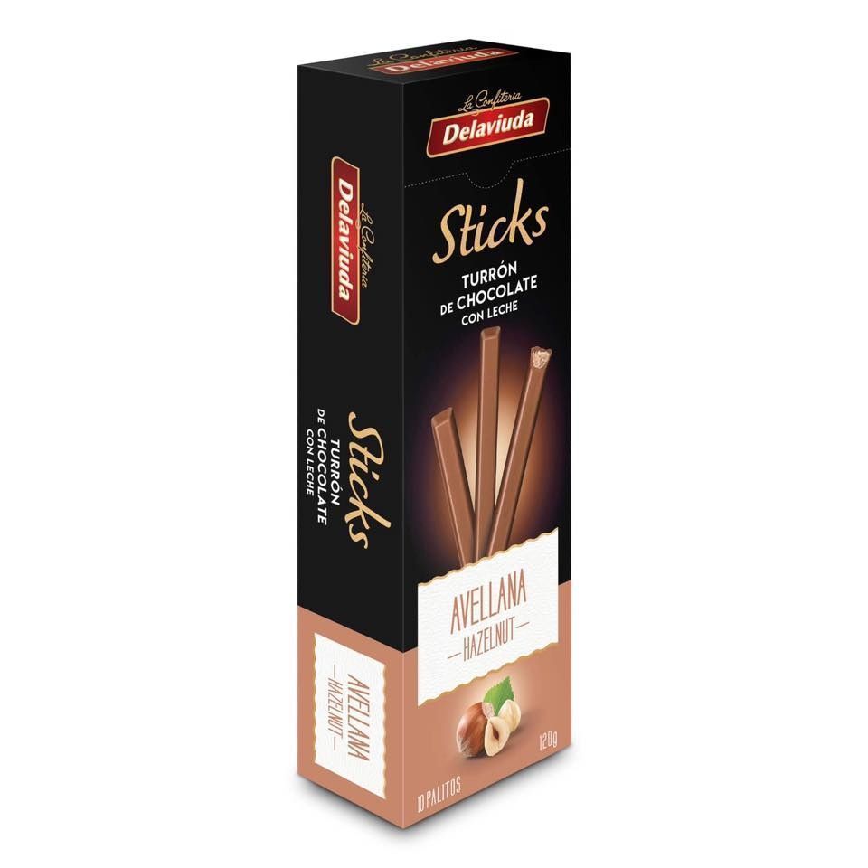 Шоколадный туррон Delaviuda с фундуком (палочки) 120г