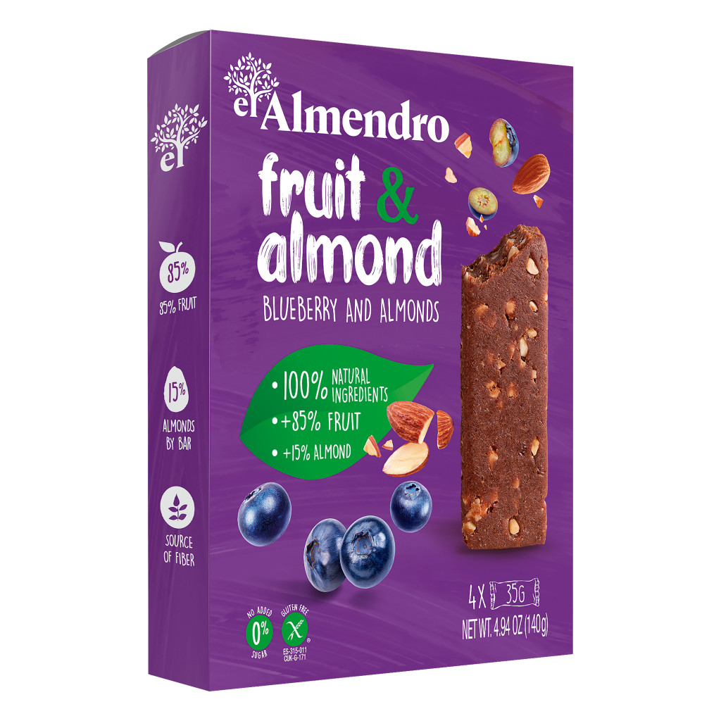 Фруктовый батончик El Almendro с миндалем и черникой 140 гр.