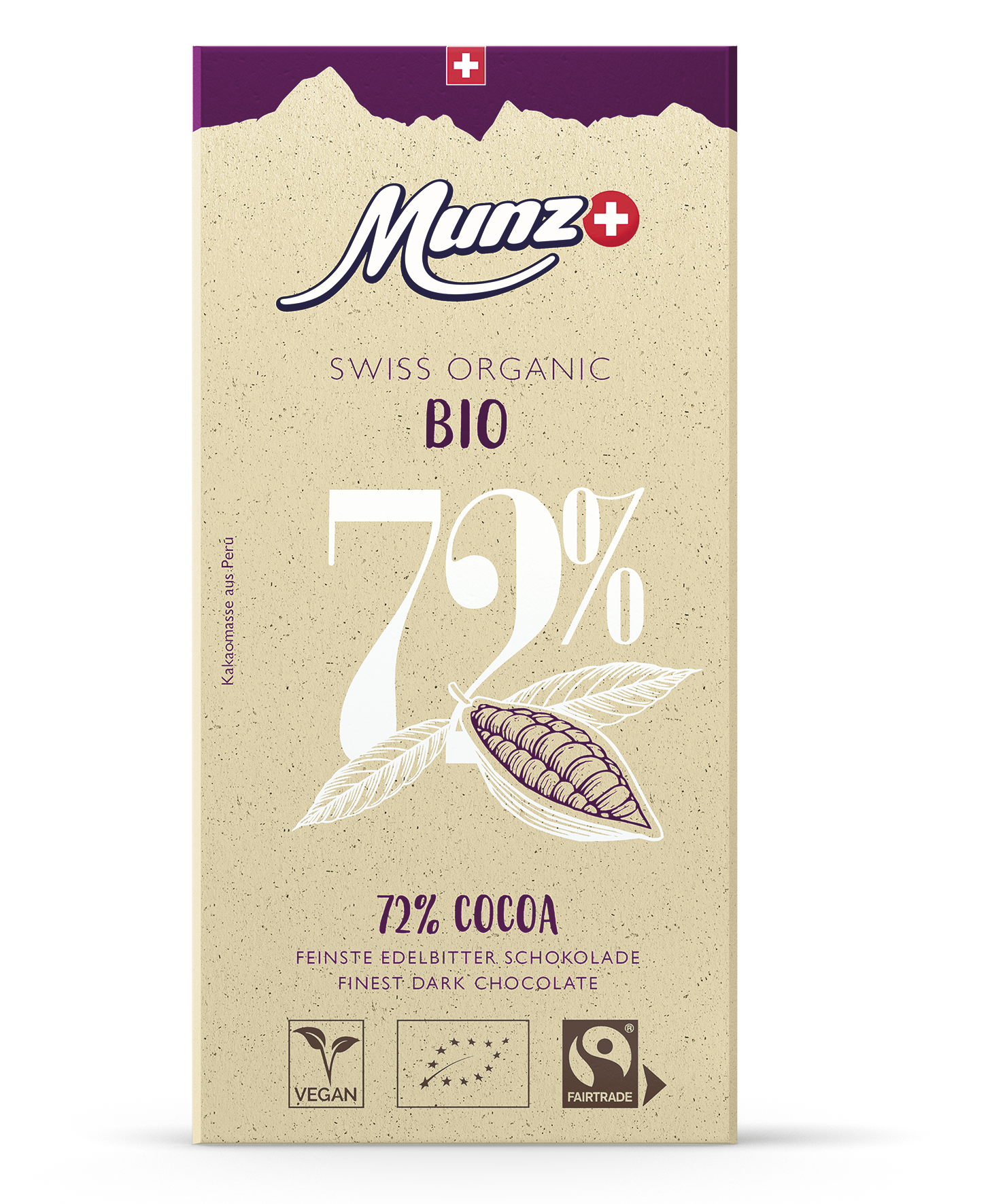 Горький шоколад MUNZ Organic 72% какао 100г.
