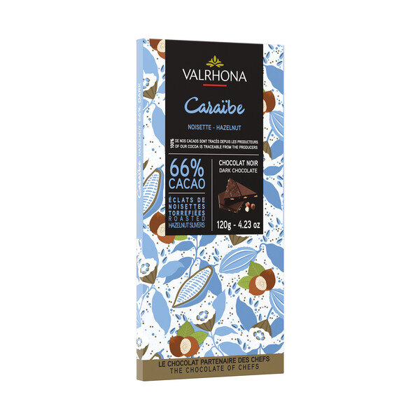 Шоколад Valrhona Гран крю "Караиб с фундуком" 66% плитка 120 гр.