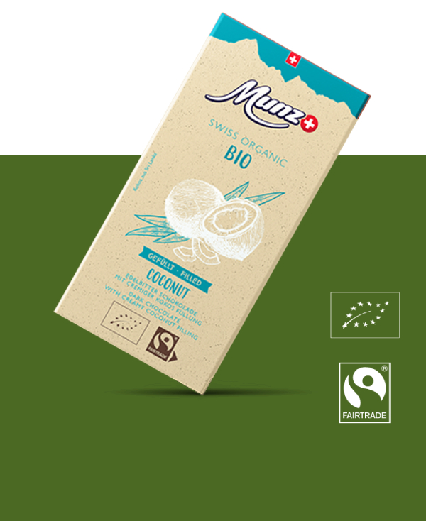 Горький шоколад MUNZ Organic с кокосом 100г.