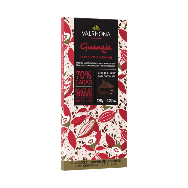  Шоколад горький Valrhona "Гуанара" с кусочками какао бобов 70% плитка 120 гр.